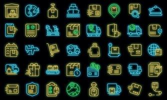 Fast shipping icons set vector neon