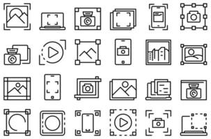 Screenshot icons set outline vector. Take app vector