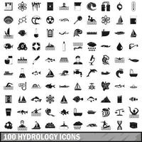 100 iconos de hidrología, estilo simple vector