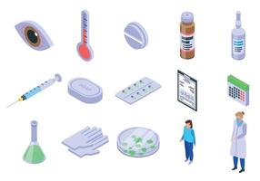 Measles icons set, isometric style vector