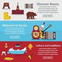 Russia travel banner horizontal set, flat style vector