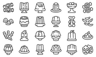 Jelly icons set outline vector. Frozen dessert vector