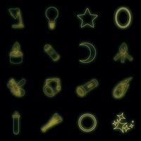 Sources of light icons set vector neon