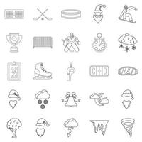 Sport stuff icons set, outline style vector