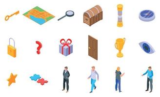 Quest icons set, isometric style vector