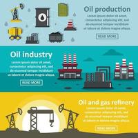 Oil rig industry banner horizontal set, flat style