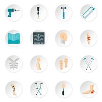 Orthopedics prosthetics icons set in flat style vector