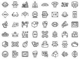 Augmented reality icons set, outline style vector