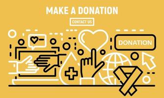 Make a donation banner, outline style vector