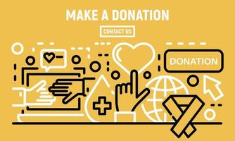 Make a donation banner, outline style vector