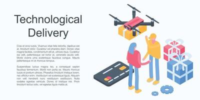 Technological delivery concept banner, isometric style vector