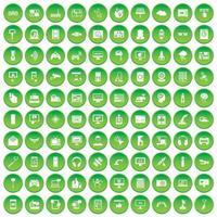 100 iconos de software establecer círculo verde vector