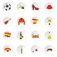 Spain travel set flat icons vector