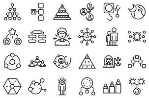 Hierarchy icons set, outline style vector