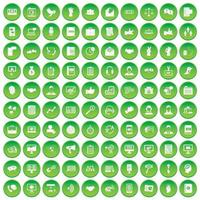 100 iconos de diálogo establecer círculo verde vector