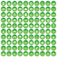 100 plant icons set green circle vector