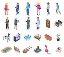 University department icons set isometric vector. Student campus vector