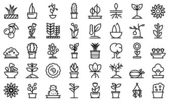 icono de plantas, estilo de esquema vector