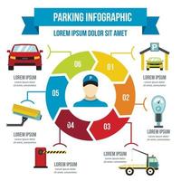 Parking service infographic concept, flat style vector