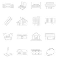 esquema de conjunto de iconos de reconstrucción de edificios vector