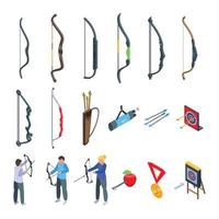Archery competition icons set isometric vector. Archery target vector