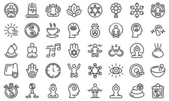 Spiritual practices icons set, outline style vector