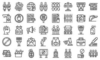 Disobedient icons set, outline style vector