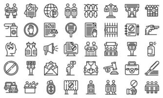 Disobedient icons set, outline style vector