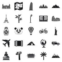 Trip icons set, simple style vector