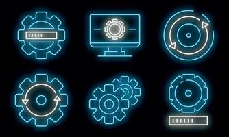System update icons set vector neon