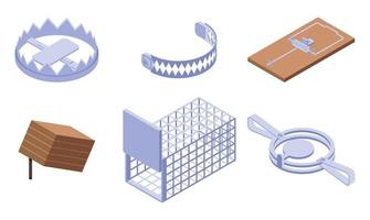Trap icons set, isometric style vector