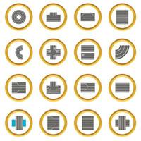 Road elements constructor icons circle vector