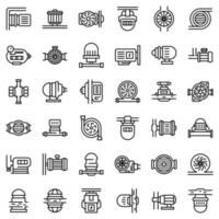 Pump icons set, outline style vector