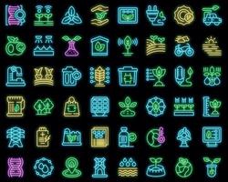 Space aliens icons set outline vector. Rocket spaceship vector neon