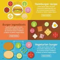 Burger kit banner horizontal set, flat style vector