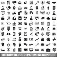 100 iconos del departamento de comercio, estilo simple vector