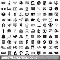 100 sweepstakes icons set, simple style vector