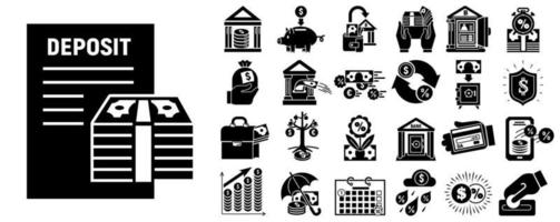 Deposit icons set, simple style vector