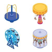 Carousel icons set, isometric style vector