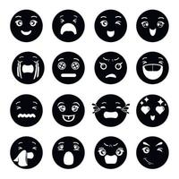 Smiles icons set, simple style vector