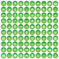 100 iconos de química establecer círculo verde vector