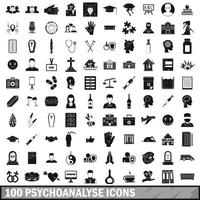 100 psychoanalyse icons set, simple style vector