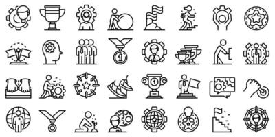 Effort icons set, outline style vector