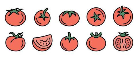 Tomato icons set vector flat