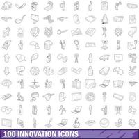 100 innovation icons set, outline style vector