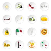 Italy icons set, flat style