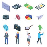 Brand manager icons set, isometric style vector