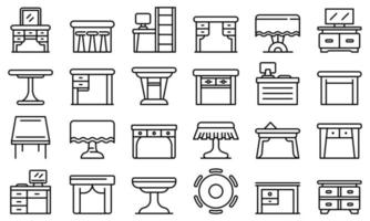 Table icons set, outline style vector