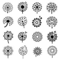 Logo with dandelion icons set, simple style vector