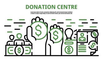 Donation center banner, outline style vector